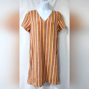 Madewell Striped Linen Blend Shift Dress Womens XS Euro Summer Beachy Lagenlook‎
